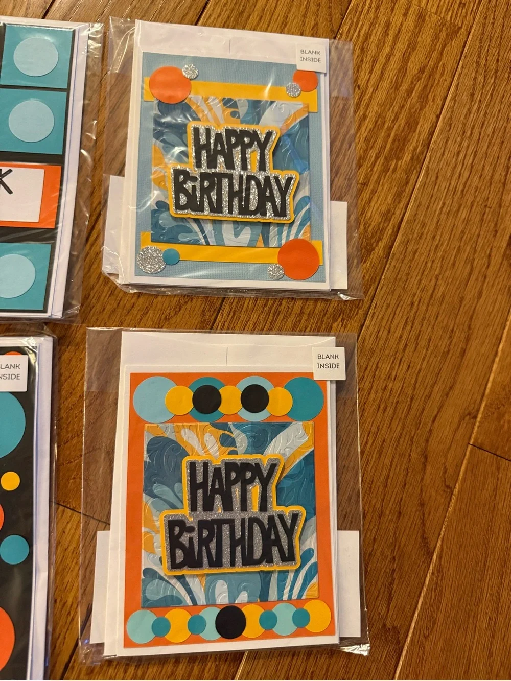 6 Handmade Thank You Happy Birthday Geometric Shape Masculine Man Greeting Cards